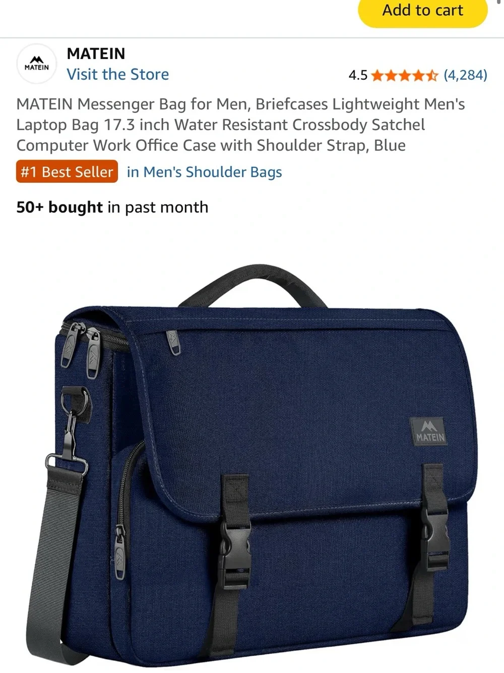 Classic Navy Canvas Messenger Bag with Adjustable Strap